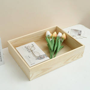 Caja de almacenamiento de madera para escritorio, organizador rectangular con parte superior abierta para almacenamiento de dulces y regalos - Product Image 3