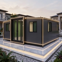 Maison préfabriquée modulaire moderne, installation rapide, maison pliable en kit, structure noire, gris anthracite, maison miniature extensible, extérieur