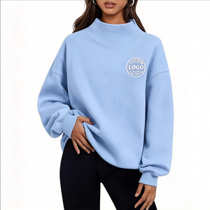 Felpe girocollo <span class=keywords><strong>personalizzate</strong></span> con logo, oversize, <span class=keywords><strong>ricamate</strong></span>, a collo alto, pullover, da donna, per la palestra - Product Image 1