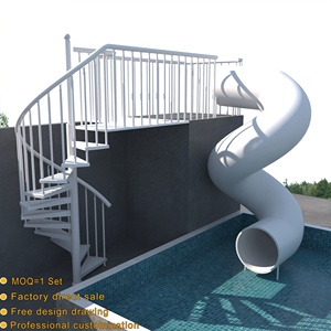 Amusement Park Facilities:stair <strong>Slides</strong> Outdoor 304 Stainless Steel Spiral Staircase with <strong>Slide</strong> Outside <strong>Swimming</strong> <strong>Pool</strong> Stair <strong>Slide</strong> - Product Image 3
