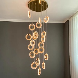 Minimalist Circle Acrylic Chandelier Led <b>Lights</b> Multi Head Long Pendant For Home Ceiling <b>Lighting</b> - Product Image 1