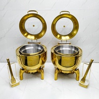 Dubai Hotel Restaurant Supply 11 Liter hydraulischer Suppen wärmer Eimer Topf Servier geschirr Buffet Catering Gold Chafing Dish