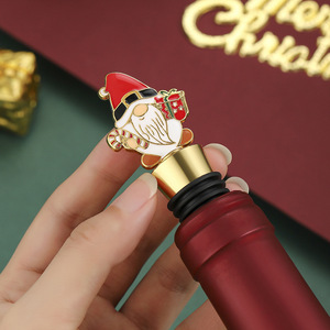 Bouchons de bouteille de vin Père Noël en alliage de zinc or et argent, scellés pour bouteilles de Noël, pour cadeau de fêtes - Product Image 5