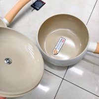 Ensemble de casseroles antiadhésives, commande minimum 1 ensemble, base à induction antiadhésive unique, ensemble de 9 casseroles avec couvercle en aluminium