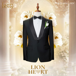 2025 đám cưới TUXEDO người đàn ông phù hợp với màu đen sư tử trái tim phù hợp với áo khoác và quần Lovey Dovey Bộ sưu tập được thực hiện tại Việt Nam - Product Image 6