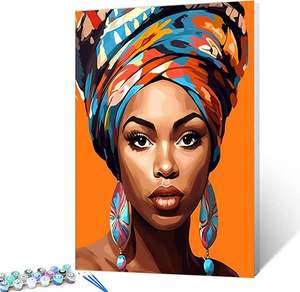 Kit de pintura por números de flores de amapola negra, pintura <span class=keywords><strong>al</strong></span> óleo de Arte Moderno de mujer afroamericana para decoración de pared - Product Image 4