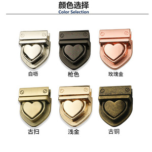 Loquet en forme de cœur Yongrun Hardware 28 mm en alliage de zinc pour sacs et sacs à main, style élégant, Y1811 - Product Image 5
