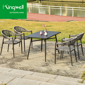 Mobilier d'extérieur, ensemble de terrasse en aluminium, <span class=keywords><strong>table</strong></span> de jardin en métal et 4 chaises longues pour café - Product Image 5