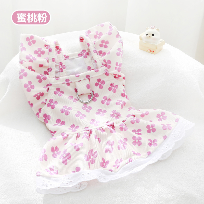 Peach Pink Four-Leaf Clover Checkered Sundress