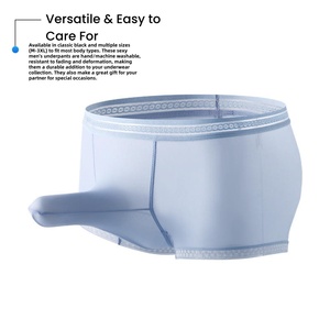 Boxer da <span class=keywords><strong>Uomo</strong></span> a Proboscide d'<span class=keywords><strong>Elefante</strong></span> in Seta di Ghiaccio Effetto Nudo Separati Trasparenti Sexy a Vita Bassa Traspiranti ad Asciugatura Rapida ODM - Product Image 2