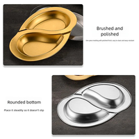 Assiette à double compartiment en acier inoxydable, plat de service divisé pour plats froids, snacks marinés, cacahuètes au vinaigre, usage en restaurant