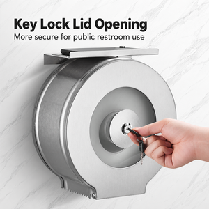 Stainless Steel Jumbo Roll Toilet <b>Paper</b> Dispenser Wall Mounted Lockable <b>Tissue</b> Holder for Commercial Restroom Hotel Bathroom - Product Image 4
