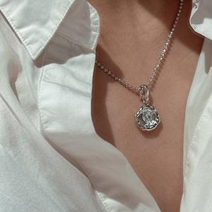 Italian <b>French</b> Retro Simple Medieval <b>Vintage</b> S925 Sterling Silver Pendant Accessory Irregular Heart Design with Rose Gold Finish - Product Image 3