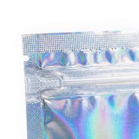 Bolsa Holográfica con Cierre, Tipo Stand-up, de Mylar, 3.5g, Impresión Digital Personalizada CMYK, PET/VMPET/PE, para Envasado de Alimentos, Reutilizable, para Venta Minorista