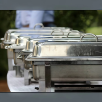 Matériel hôtelier commercial, réchaud de buffet en acier inoxydable alimenté au carburant, chauffe-plats, capacité 9L, ensemble de buffet pour restaurant