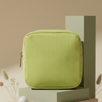 Pochette cosmétique carrée en velours côtelé JOYSUN avec fermeture éclair, sac de rangement souple, organisateur de voyage léger et portable pour femmes au quotidien