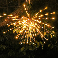 Boule de feux d'artifice dorée, lumière de sapin de Noël, lampe suspendue LED étanche pour la décoration extérieure du jardin