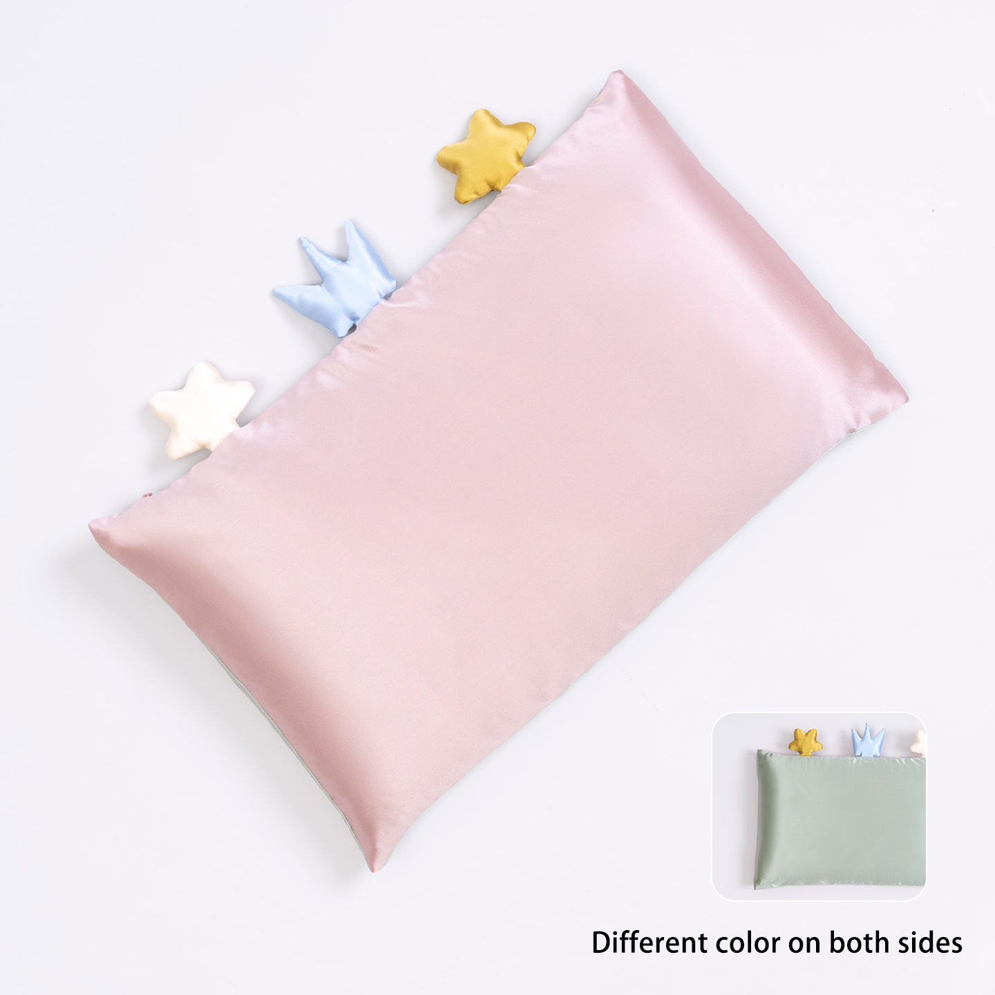 A skin pink+B green Children Silk Pillow
