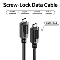 Câble vidéo industriel USB3.2 Gen 2 Type C mâle-mâle à double vis de verrouillage, 20 Gbit/s, pour systèmes de vision