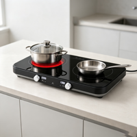 Cuisinière électrique en céramique infrarouge à double brûleur OEM, haute puissance, multifonctionnelle pour usage domestique, certification CE/CB