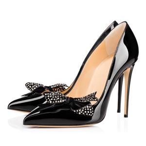 Chaussures habillées à talons hauts <span class=keywords><strong>pour</strong></span> femmes avec perles classiques en strass et nœud papillon à talons fins <span class=keywords><strong>pour</strong></span> les mariages d'été à bout pointu - Product Image 2