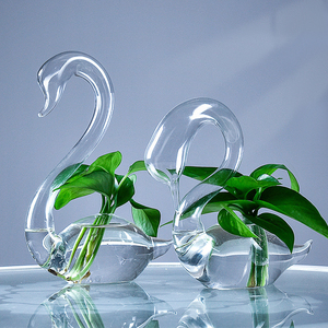 Свадебное украшение подарок ручная выдувка прозрачная стеклянная ваза в виде лебедя - Product Image 3