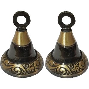 PARIJAT HANDICRAFT's Lot 10 Indian Vintage Style Brass <b>Bells</b> Assorted Cow Elephant <b>Bell</b> Decor for Garden Ornament <b>Small</b> - Product Image 3