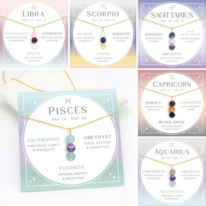 Birthstone boncuklu kolye taş kolye kolye şifa kristal <span class=keywords><strong>Set</strong></span> zodyak Astrology takı kadınlar hediye - Product Image 3