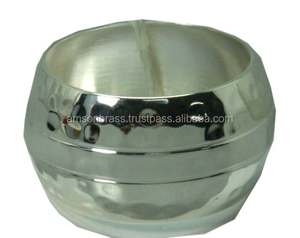 Rond de serviette de table fini miroir Rond de serviette fantaisie fait à la main Forme ronde Rond de serviette en métal décoratif en gros - Product Image 1