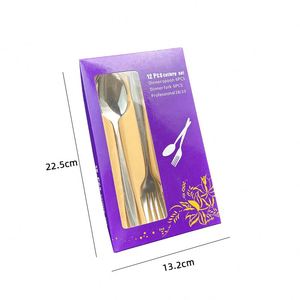 Ensemble de cuillères et de fourchettes en acier inoxydable doré de haute qualité, 12 pièces, ensemble de couverts avec emballage violet pour mariage, maison, restaurant - Product Image 2