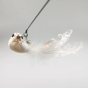 Jouet interactif pour chat en forme de dessin animé, réaliste, avec plumes, ventouse puissante, longue baguette flexible, têtes de remplacement d'oiseaux détachables, automatique - Product Image 3