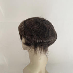 Prótesis Capilar de Encaje Francés con Frente Decolorado y Base de PU para <span class=keywords><strong>Hombre</strong></span>, Venta al por Mayor, Cabello Q6 # Parche 310 para Cabello Gris - Product Image 5