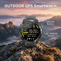Montre connectée K76A AMOLED avec écran de 1,43 pouce, lampe de poche intégrée, 6 systèmes, 530 mAh, GPS, robuste, pour le sport en plein air, pour hommes