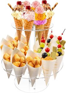 Rak Penyimpanan Kerucut Es Krim Akrilik Xinkeda Multi Grid, Penyangga Kerucut untuk Pesta, Toko <span class=keywords><strong>Dessert</strong></span>, Presentasi Prasmanan - Product Image 6
