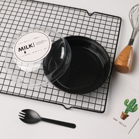 Boîtes à gâteaux rondes en plastique noir de 4 pouces JL-636 pour emballage de cheesecake, contenants jetables pour boulangerie, vente en gros, desserts à emporter