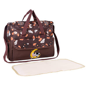 Baby Blue Sky <b>Changing</b> <b>Bag</b> With Pad <b>Pink</b> Cartoon Animal Print Large Capacity Diaper <b>Bag</b> For Baby Care - Product Image 2