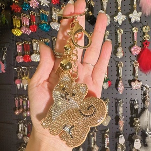 Porte-clés populaire et mignon en forme de chien Shiba Inu de dessin animé, avec cristaux et pendentif pompon créatif, pour sac - Product Image 5