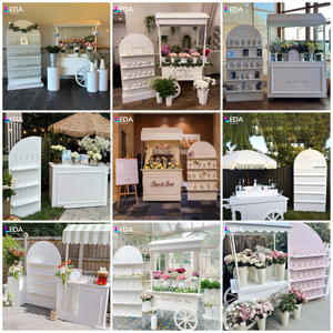Carrito de Dulces y Flores de Acrílico Blanco con Diseño LEDA, Barra de Flores Blancas para Decoración de Eventos y Bodas - Product Image 5