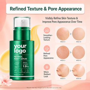 Suero Refinador que Suaviza la Textura, Reafirma los Poros, Ilumina, Blanquea y Unifica el Tono de Piel, Suero Nocturno con Vitamina C y Retinol de Marca Privada - Product Image 4