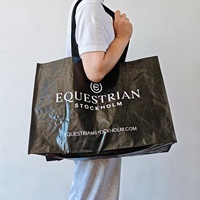 Sac fourre-tout personnalisé extra large en PP tissé laminé écologique, impression couleur intégrale avec double poignée (épaule et main) pour promotions