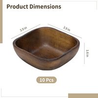 Bol carré en bois d'acacia, idéal pour salades, snacks, nouilles et fruits – Accessoire de table pour fêtes