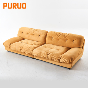 PURUO nórdico minimalista <span class=keywords><strong>italiano</strong></span> terciopelo gato cero tela nuevo nórdico mate látex fila recta Modular sofá seccional sofá conjunto - Product Image 2