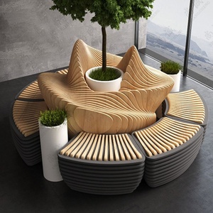 Wooden Art Seating Commercial Arc-Shaped Stools Outdoor Artistic Landscape Anti-Corrosion <b>Wood</b> Custom-Shaped Solid <b>Wood</b> <b>Slices</b> - Product Image 1