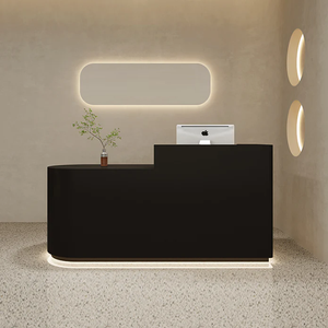 Mostrador de Recepción Curvo Personalizable con Iluminación LED, Moderno Mostrador de Recepción para Salón, Mostrador de Recepción Comercial de Alto Brillo - Product Image 6