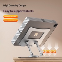 Support de tablette de bureau rotatif à 360° pliable à double axe en acier au carbone à forte capacité de charge pour iPad, peinture et jeux