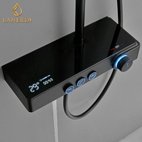 Ensemble de robinetterie de colonne de douche moderne en noir avec affichage numérique LED, baignoire et douche à effet pluie, système de colonne de douche