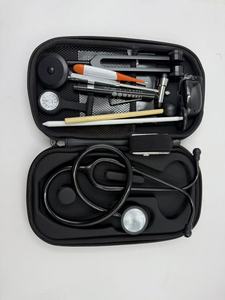 Stéthoscope cardiologique noir, kit d'outils de diagnostic avec étui de transport pour une utilisation à domicile et en clinique - Product Image 2