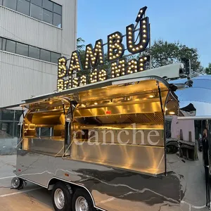 Carrito de Bar Móvil de Acero Inoxidable Canche, Remolque de Comida Rápida para Hamburguesas - Product Image 1
