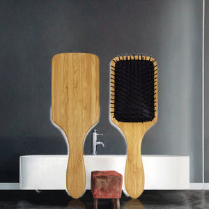 Custom Logo Bamboo Hair <strong>Brushes</strong> Bulk Wooden Paddle <strong>Brush</strong> Scalp Massage Bristle Anti Static Engraving DIY Gifts for Women - Product Image 4