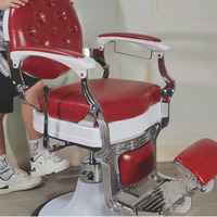 Fauteuil de Barbier de Luxe en Similicuir Robuste Or et Noir – Chaise de Salon de Coiffure pour Barbier et Atelier